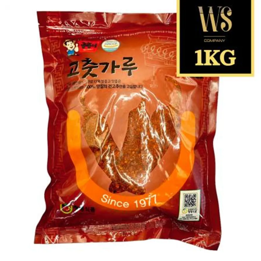 우성물산 보통매운맛 굵은굵기 고춧가루 1kg 중국산 김치용 이미지