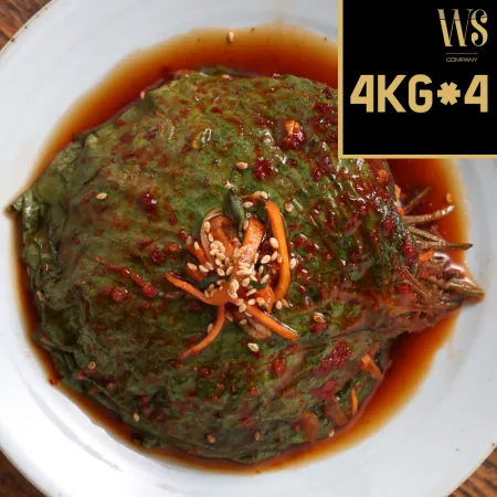 [그린이] 양념깻잎 4kg x 4팩 대용량 업소용 기본박스