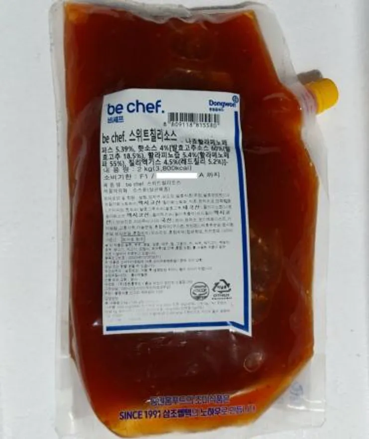 동원홈푸드 비셰프 스위트칠리소스 2kg 베스트 푸드 삼조씰틱 업소용 대용량 이미지