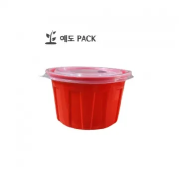 고강도 125파이 반찬용기 죽용기 밥공기 대 빨강 500세트(몸통+뚜껑)