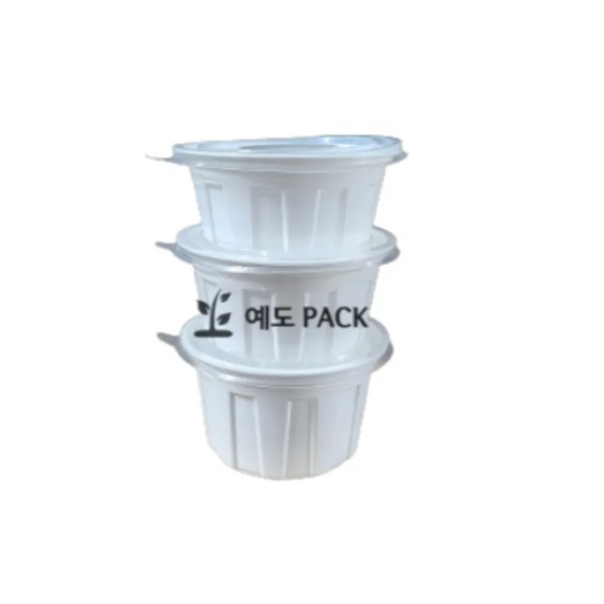고강도 125파이 반찬용기 죽용기 밥공기 중 백색 500세트(몸통+뚜껑) 이미지