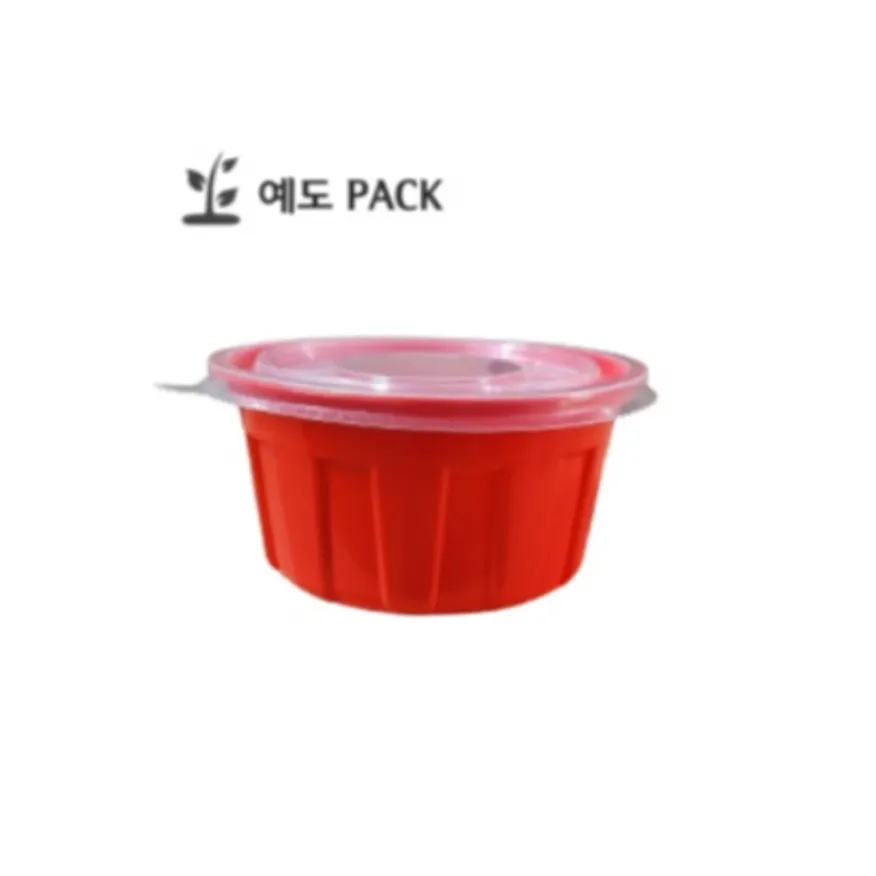 고강도 125파이 반찬용기 죽용기 밥공기 중 빨강 500세트(몸통+뚜껑) 이미지