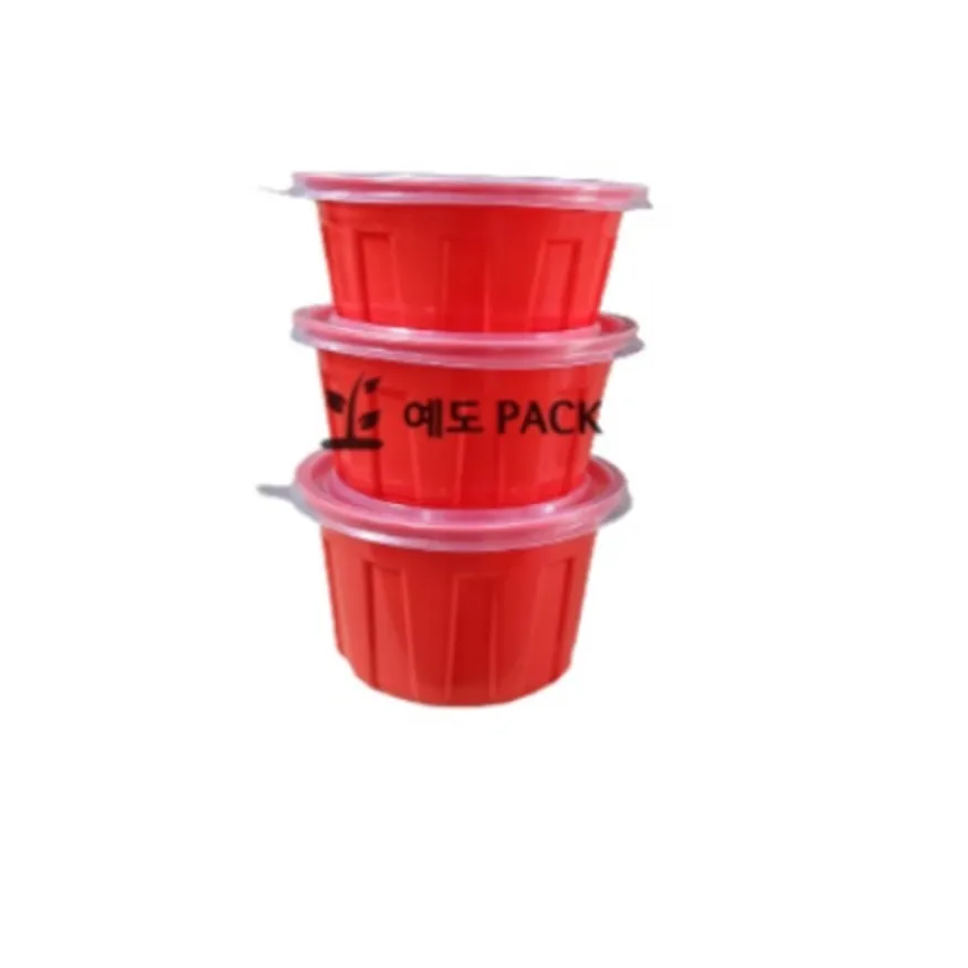 고강도 125파이 반찬용기 죽용기 밥공기 소 빨강 500세트(몸통+뚜껑) 이미지