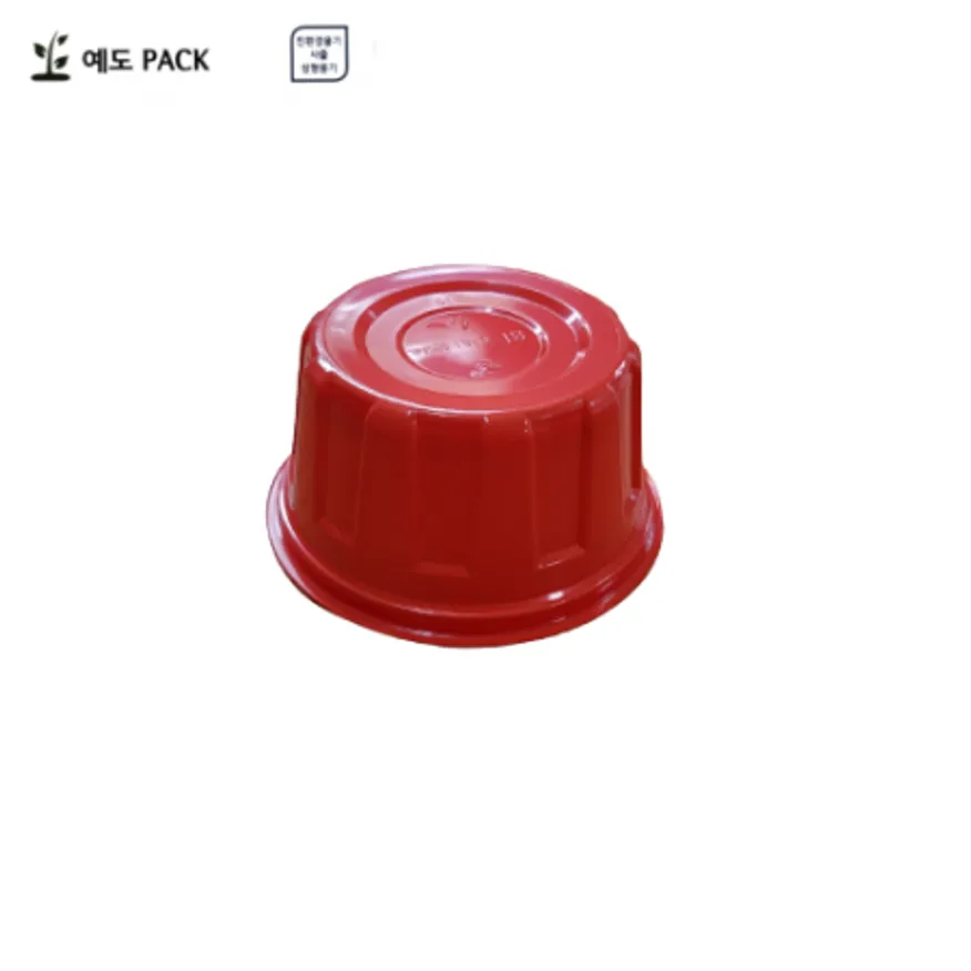 고강도 125파이 반찬용기 죽용기 밥공기 중 빨강 500세트(몸통+뚜껑) 이미지
