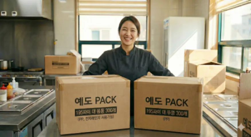 195파이 면용기 대 검정 300세트 (몸통+뚜껑) 이미지