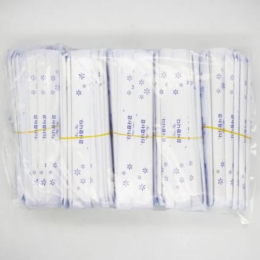종이포장 나무젓가락 50p x 5 / 일회용 젓가락 종이 개별 포장 업소용 식장 이미지