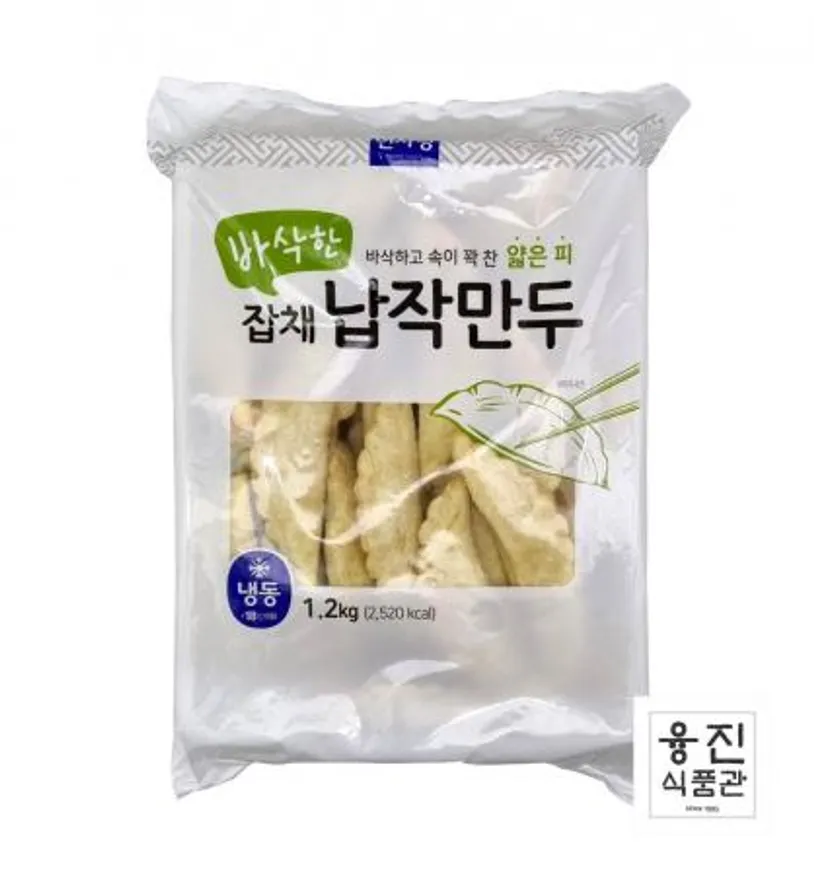 면사랑 바삭한 잡채납작만두 1.2kg / 업소용 간식 분식 군만두 냉동 야끼 부추 만두 이미지