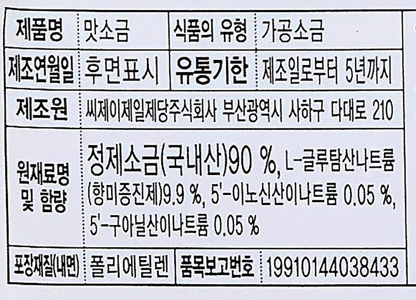 상품정보제공고시