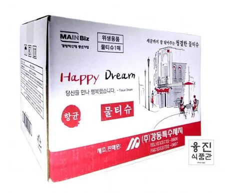강동 해프드림 물티슈 (1박스 400매) / 위생용품 식당용물티슈 이미지