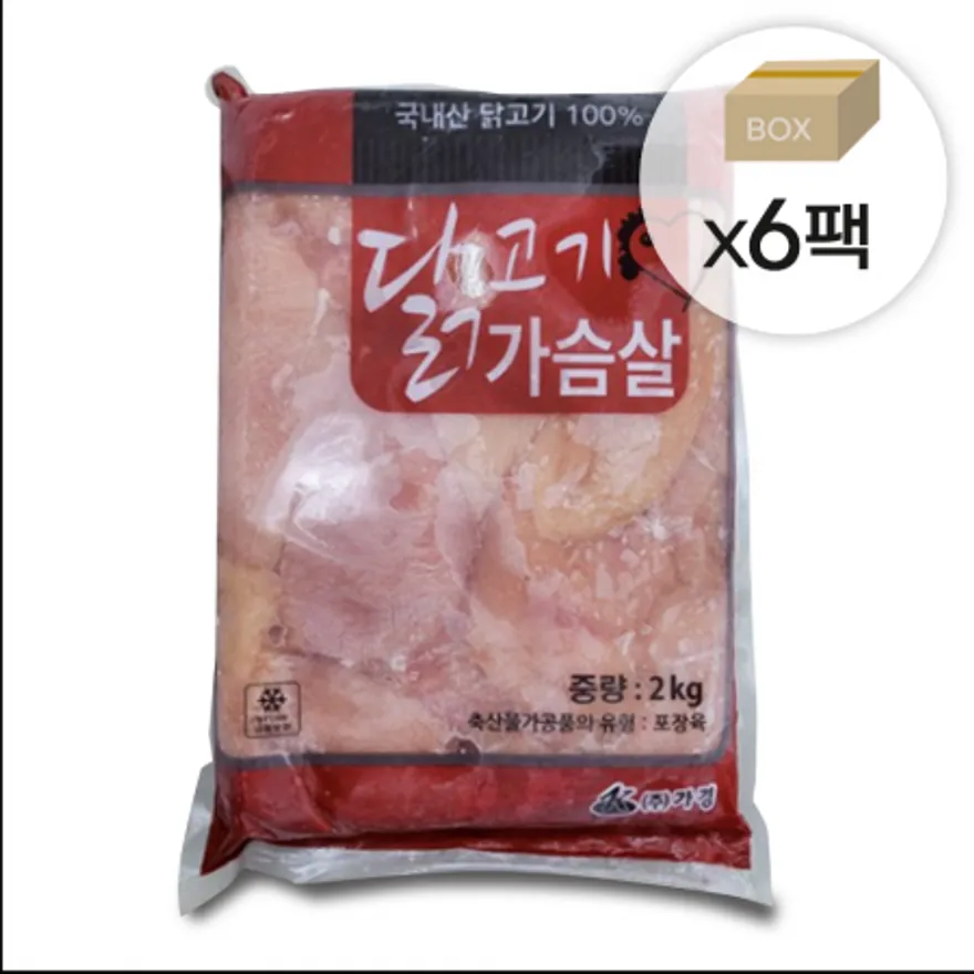 국내산 냉동 생닭가슴살 1박스12kg (2kgx6팩) 이미지