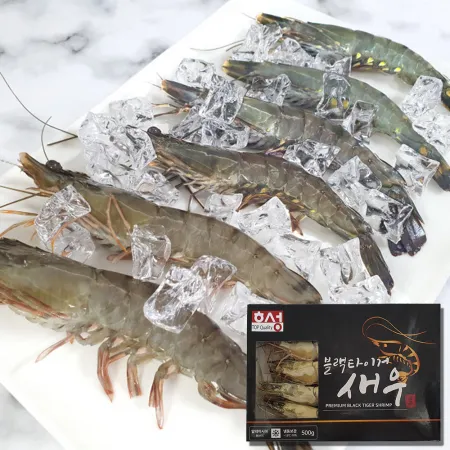 블랙타이거새우 500g 20미 냉동 대하 킹타이거 홍다리새우 이미지