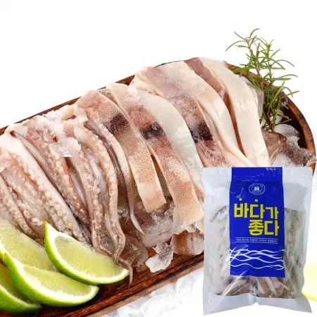 국내산 손질 오징어 1kg 냉동 오징어채 슬라이스 절단 볶음용