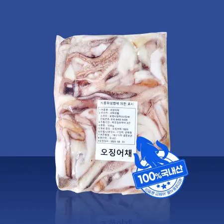 국내산 냉동 손질 절단 오징어채 500g 국산