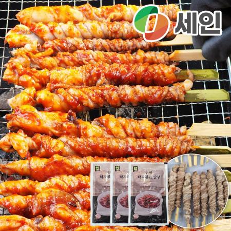낙지 꼬치 호롱 구이 양념 소스 세트 (900g+소스 3팩)