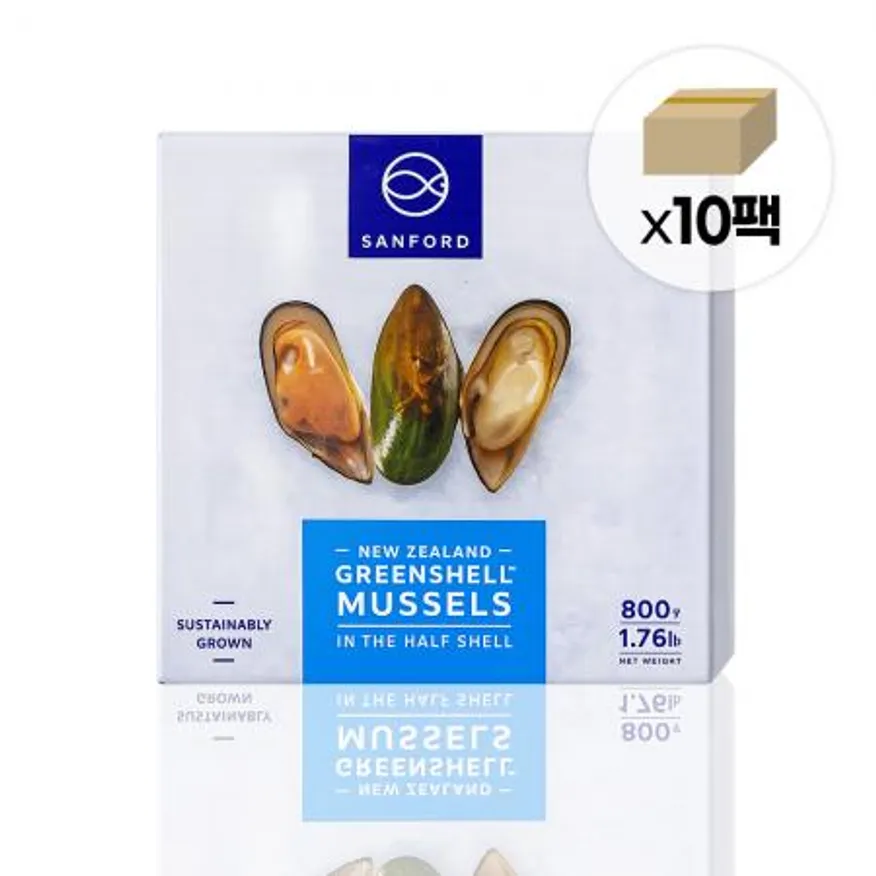 뉴질랜드 초록입홍합 반탈각 1박스8kg (800gx10팩) 자숙 그린홍합 이미지