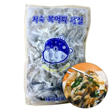 자숙 복껍질채 500g 복어껍질 냉동 복어피