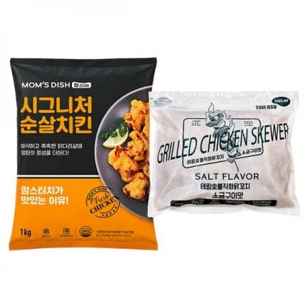 맘스터치시그니처 치킨순살1kg+숯불직화 닭꼬치 소금맛