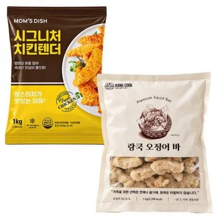 맘스터치 시그니처 치킨텐더1kg+랑쿡 오징어바1kg