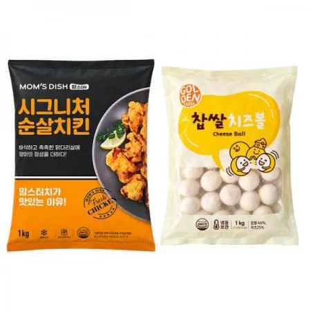맘스터치 시그니처 치킨순살1kg+골든 찹쌀치즈볼1kg