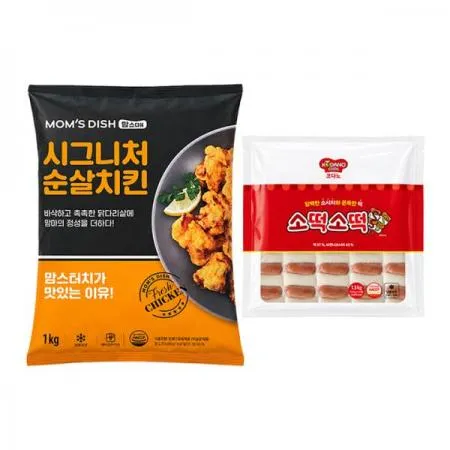 맘스터치시그니처 치킨순살1kg+코다노 소떡소떡1.3kg