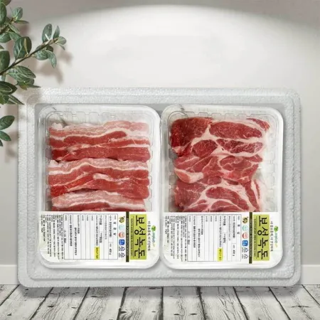 [동화정육] 삼삼한 보성녹돈 한돈 바베큐세트 1호 0.8kg (삼겹살/목살)