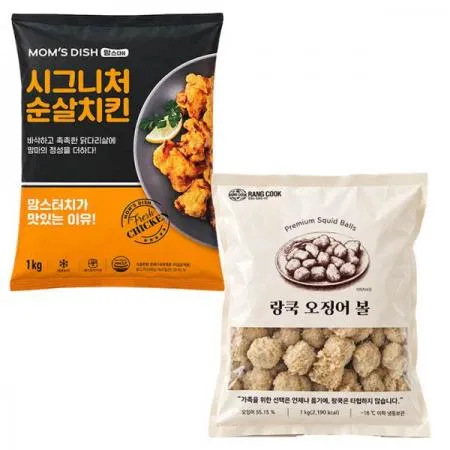 맘스터치 시그니처 순살치킨1kg+랑쿡 오징어볼1kg