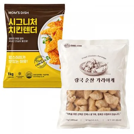 맘스터치 시그니처 치킨텐더1kg+랑쿡 닭가슴살 가라아게 국내산1kg