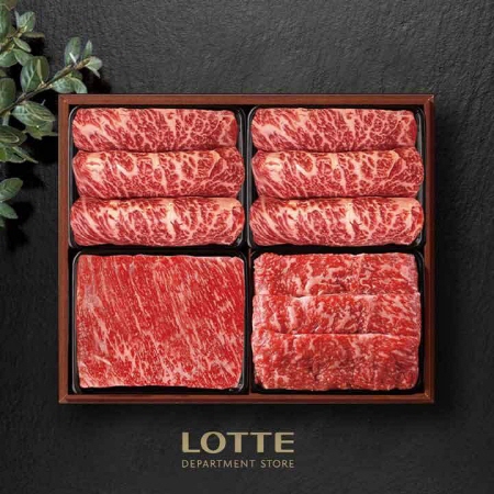 [롯데백화점] 1+등급 한우 프리미엄 선물세트 2호 1.2kg (등심/등심/채끝/양지)