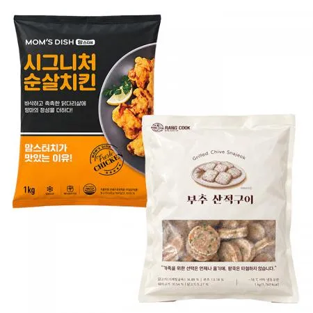 맘스터치 시그니처 순살치킨1kg+랑쿡 부추 산적구이1kg