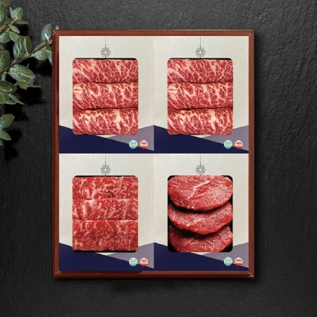 [동화정육] 삼삼한 1등급 한우 구이모듬 선물세트 2호 0.8kg (등심/등심/채끝/안심)