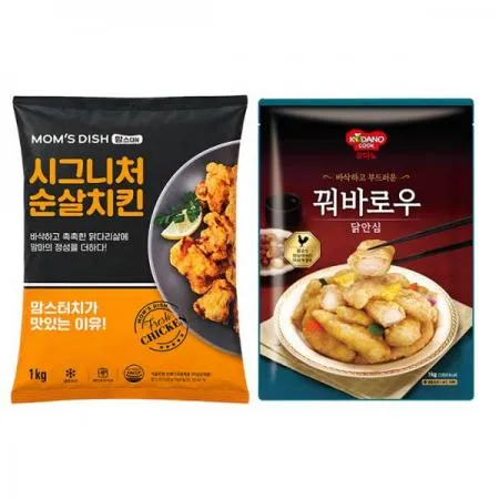 맘스터치시그니처 치킨순살1kg+코다노닭안심꿔바로우1kg