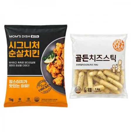 맘스터치 시그니처 치킨순살1kg+골든 치즈스틱1kg