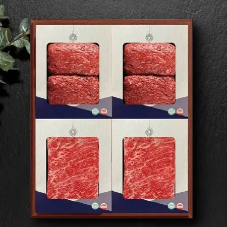 [동화정육] 삼삼한 1등급 한우 정육 혼합 선물세트 0.8kg (불고기/국거리)