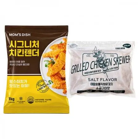 맘스터치시그니처 치킨텐더1kg+숯불직화 닭꼬치 소금맛