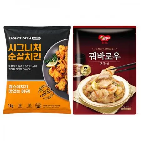 맘스터치시그니처 치킨순살1kg+코다노동등심꿔바로우1kg