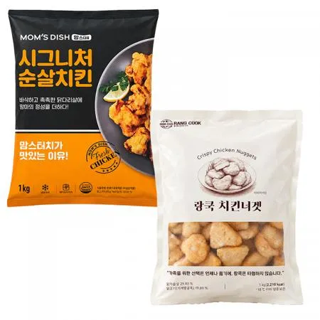 맘스터치 시그니처 순살치킨1kg+랑쿡 치킨너겟1kg1kg
