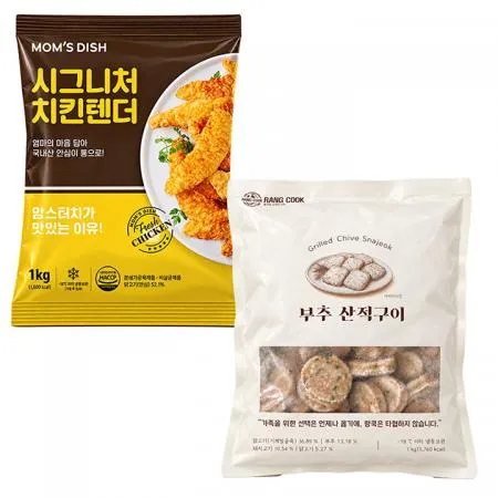 맘스터치 시그니처 치킨텐더1kg+랑쿡 부추 산적구이1kg
