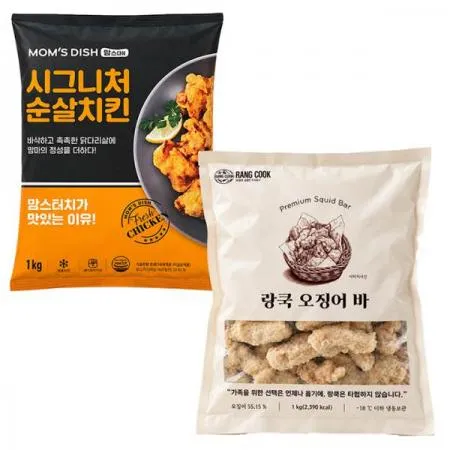 맘스터치 시그니처 순살치킨1kg+랑쿡 오징어바1kg
