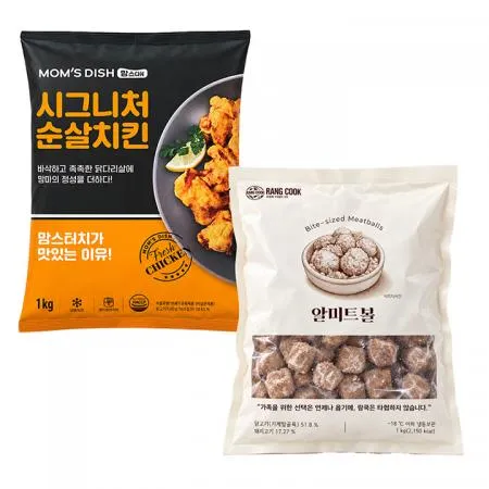 맘스터치 시그니처 순살치킨1kg+랑쿡 알미트볼1kg