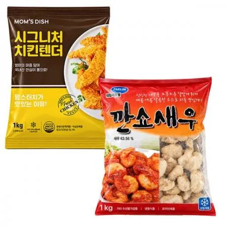 맘스터치 시그니처 치킨텐더1kg+랑쿡 깐쇼새우1kg50개