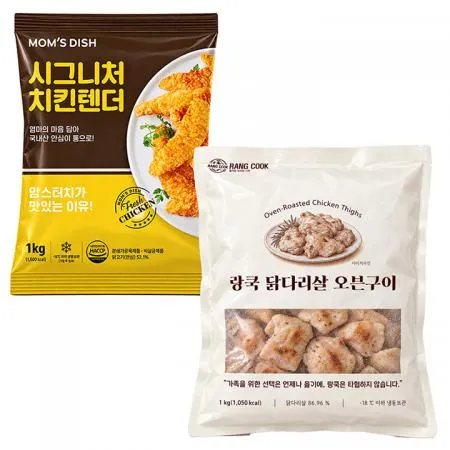 맘스터치 시그니처 치킨텐더1kg+랑쿡 닭다리살 오븐구이1kg