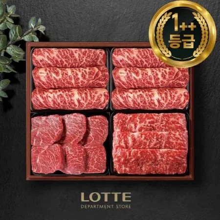 [롯데백화점] 1++등급 한우선물세트 VIP 1호 2.0kg (등심/등심/안심/채끝)