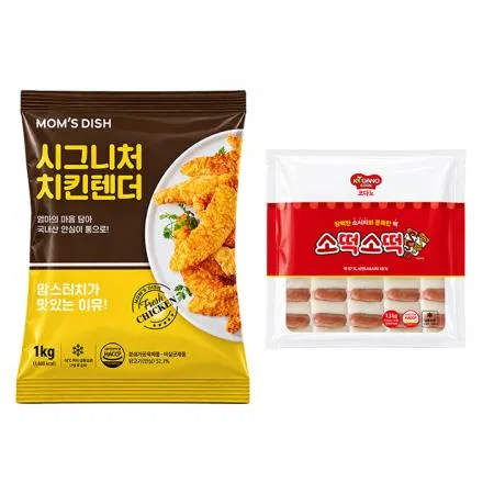 맘스터치시그니처 치킨텐더1kg+코다노 소떡소떡1.3kg