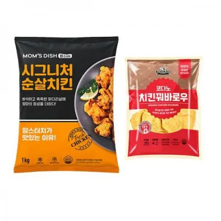 맘스터치시그니처 치킨순살1kg+코다노치킨꿔바로우800g
