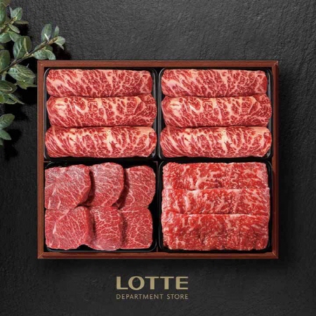 [롯데백화점] 1+등급 한우 프리미엄 선물세트 3호 1.2kg (등심/등심/안심/채끝)