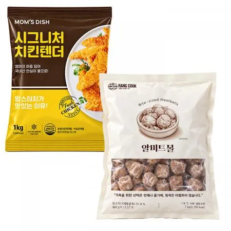 맘스터치 시그니처 치킨텐더1kg+랑쿡 알미트볼1kg