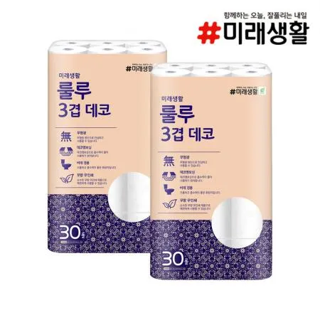 미래생활 룰루 두루마리휴지 22M 30롤 X 2개