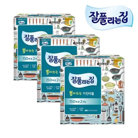 잘풀리는집 뽑아쓰는 키친타올 150매 2갑 X 3개
