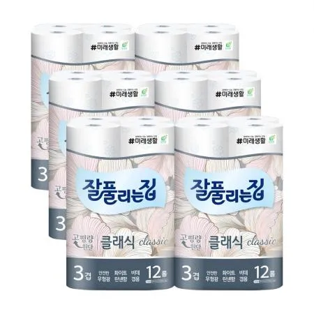 잘풀리는집 클래식 두루마리휴지 27M 12롤 X 6개 이미지