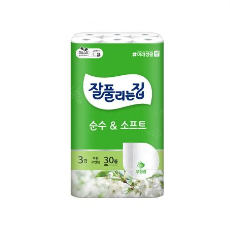 잘풀리는집 순수앤소프트 두루마리휴지 3겹 25M 30롤 이미지